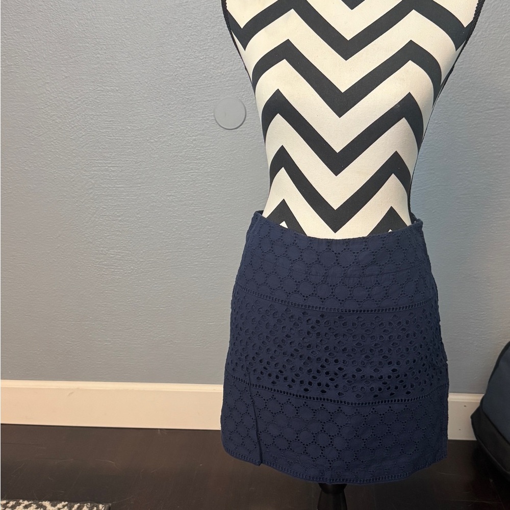 Banana Republic Navy Blue Eyelet Mini Skirt